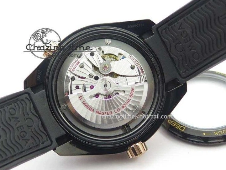 0427 Planet Ocean 45mm GMT DLC RG JHF Best Edition Black Dial On Leather Strap A Soft 8193